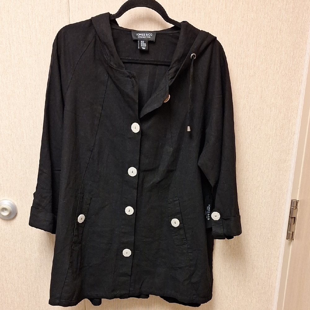 Jones New York Women's Black Utility Jacket with Hood